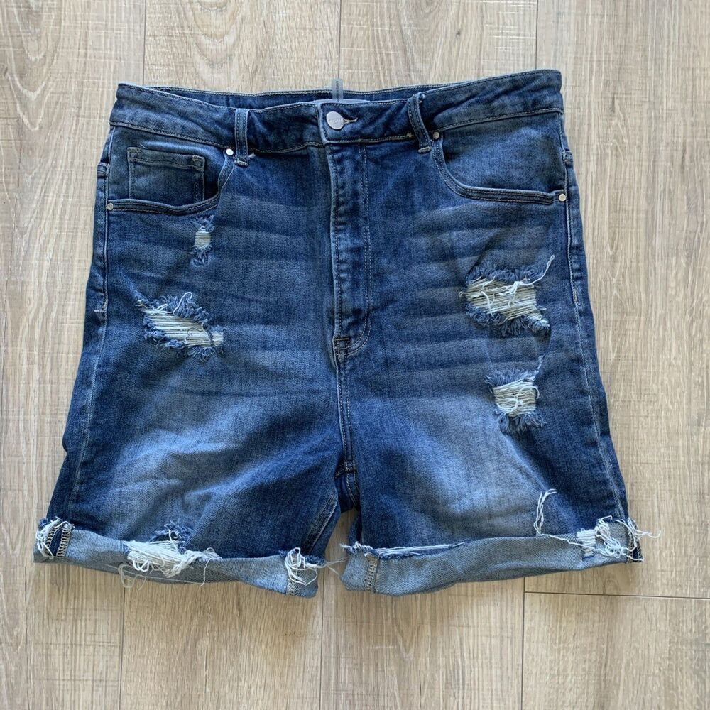 Risen Jeans Blue Denim Shorts Cut-Off Distressed Womens Size 2XL